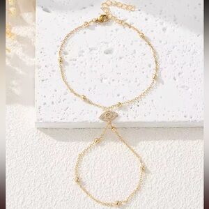 Anthropologie Gold Hand Chain Bracelet
